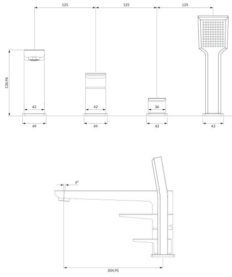 OMNIRES PM7432CR - Vaňová batéria 4-otvorová PARMA lesklý chróm