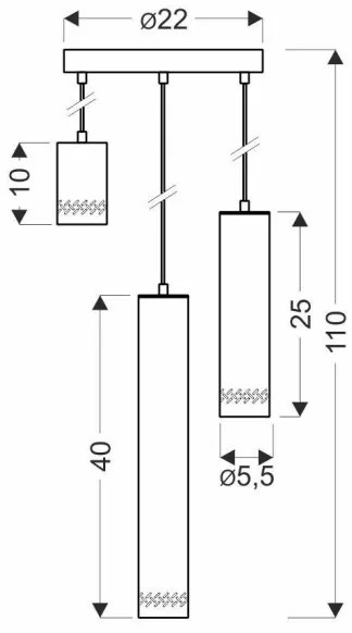 Luster na lanku TUBO 3xGU10/25W/230V