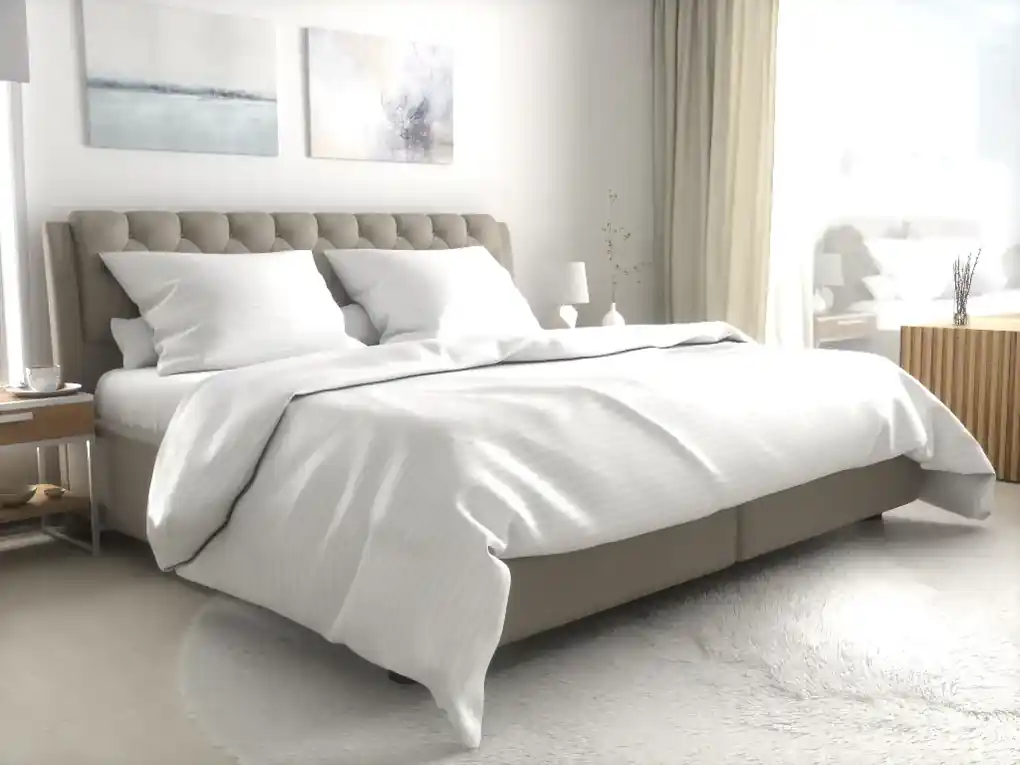 Hotelové obliečky atlas grádl biele - prúžok 2 cm mykaná bavlna | Biano