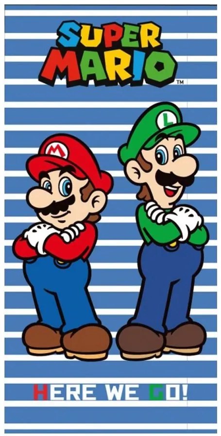 Plážová osuška Super Mario & Luigi - motív Here We Go! - 100% bavlna - 70 x 140 cm