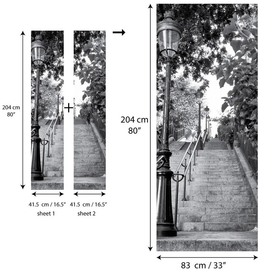 Adhezívna samolepka na dvere Ambiance Parisian Stairs