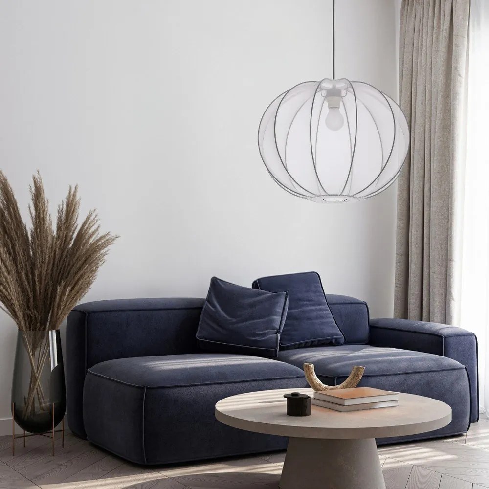 Biele závesné svietidlo s textilným tienidlom ø 52 cm Mellow – Candellux Lighting