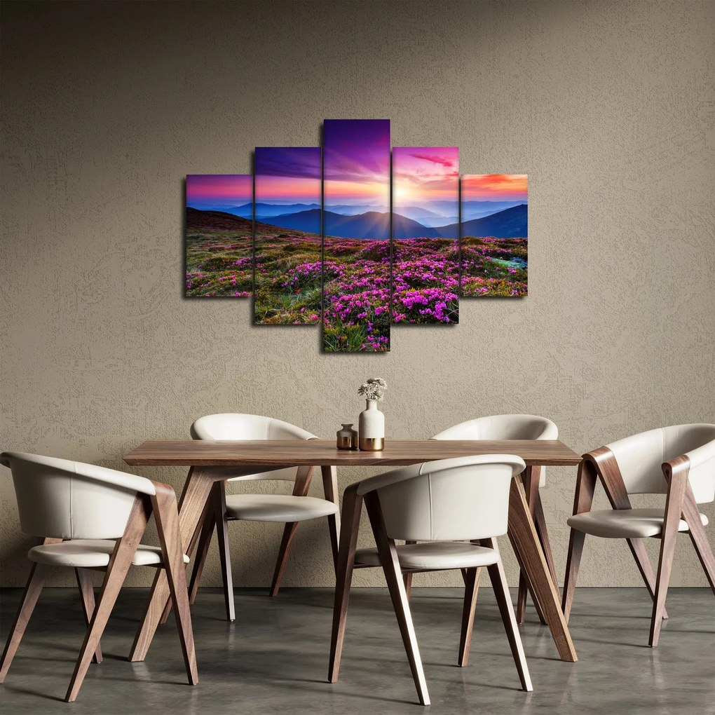 Obraz - Horská rozkvitnutá krajina (150x105 cm)