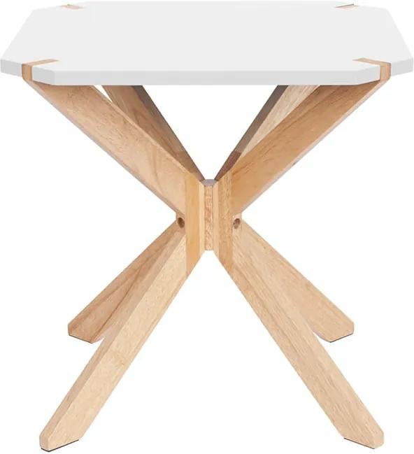 LEITMOTIV Stolík Mister X Rubber Wood Mdf Top biela 45 × 45 × 45 cm