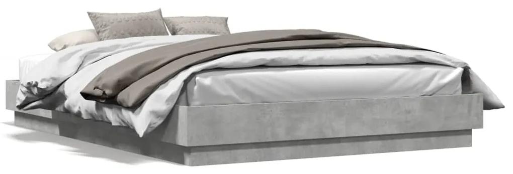Rám postele s LED svetlami betónový sivý 150x200 cm 3209789