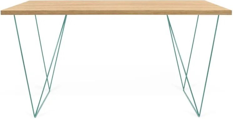 Pracovný stôl so zelenými nohami TemaHome Flow, dĺžka 140 cm