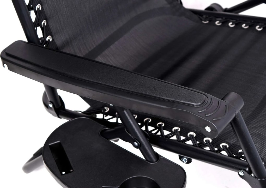 Čierne záhradné polohovacie lehátko Orion