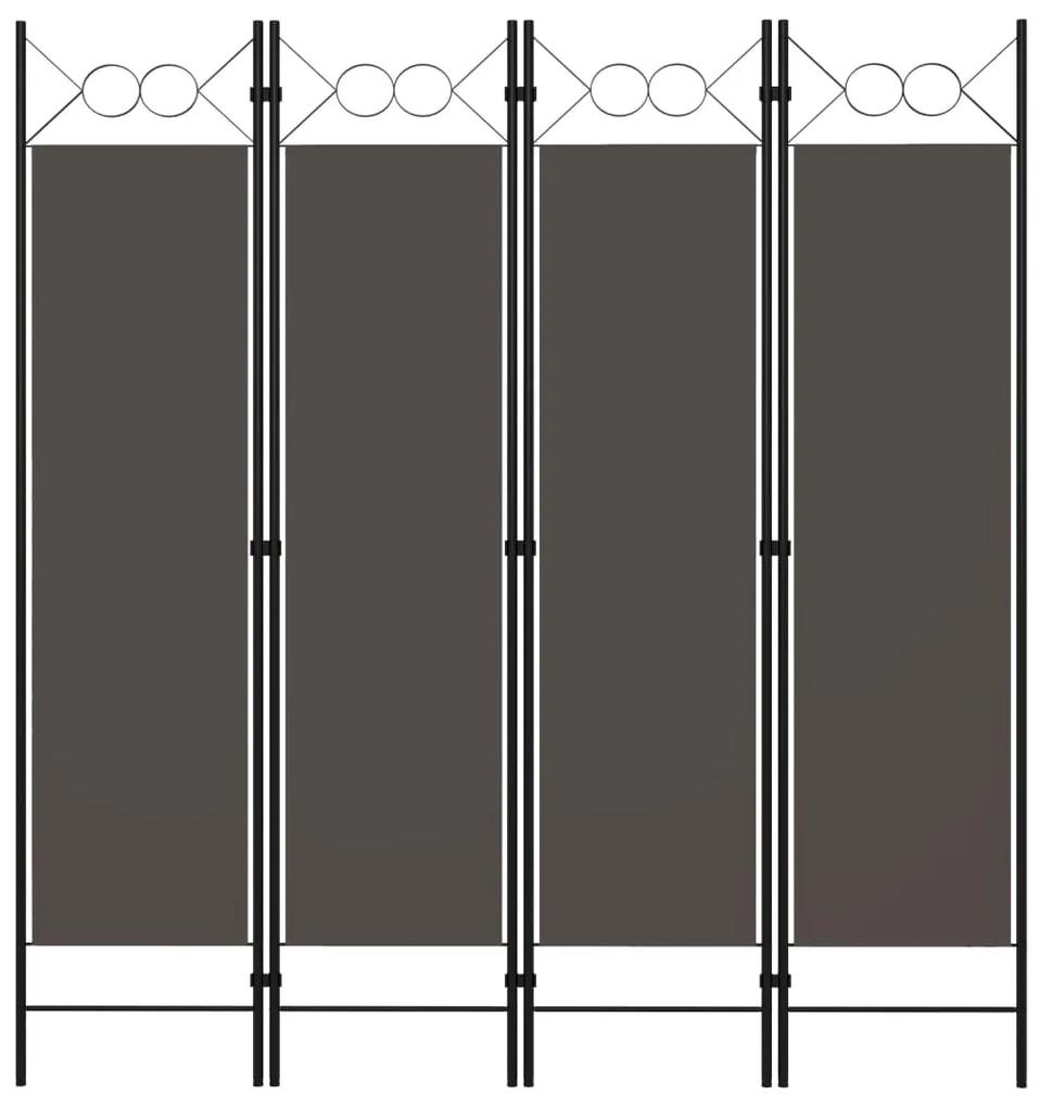 vidaXL Paraván so 4 panelmi, antracitový 160x180 cm