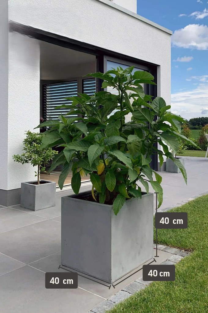 Kvetináč BLOCK, sklolaminát, 40x40x40 cm, betón design