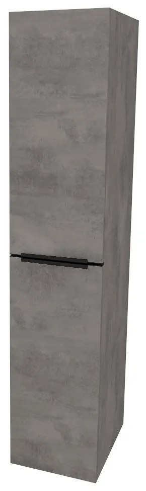 Mereo, Mereo Mailo, kúpeľňová skrinka vysoká 170 cm, čierne madlo, Multidecor, Betón tmavosivý, MER-CN594LPBBET2