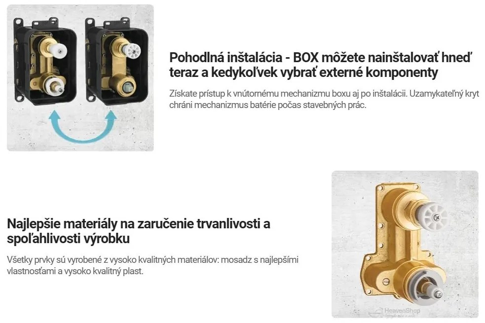 Deante Arnika, sprchová súprava pod omietku s pákovou batériou a krabicovým montážnym systémom BOX, zlatá matná, DEA-BXYZRQAM