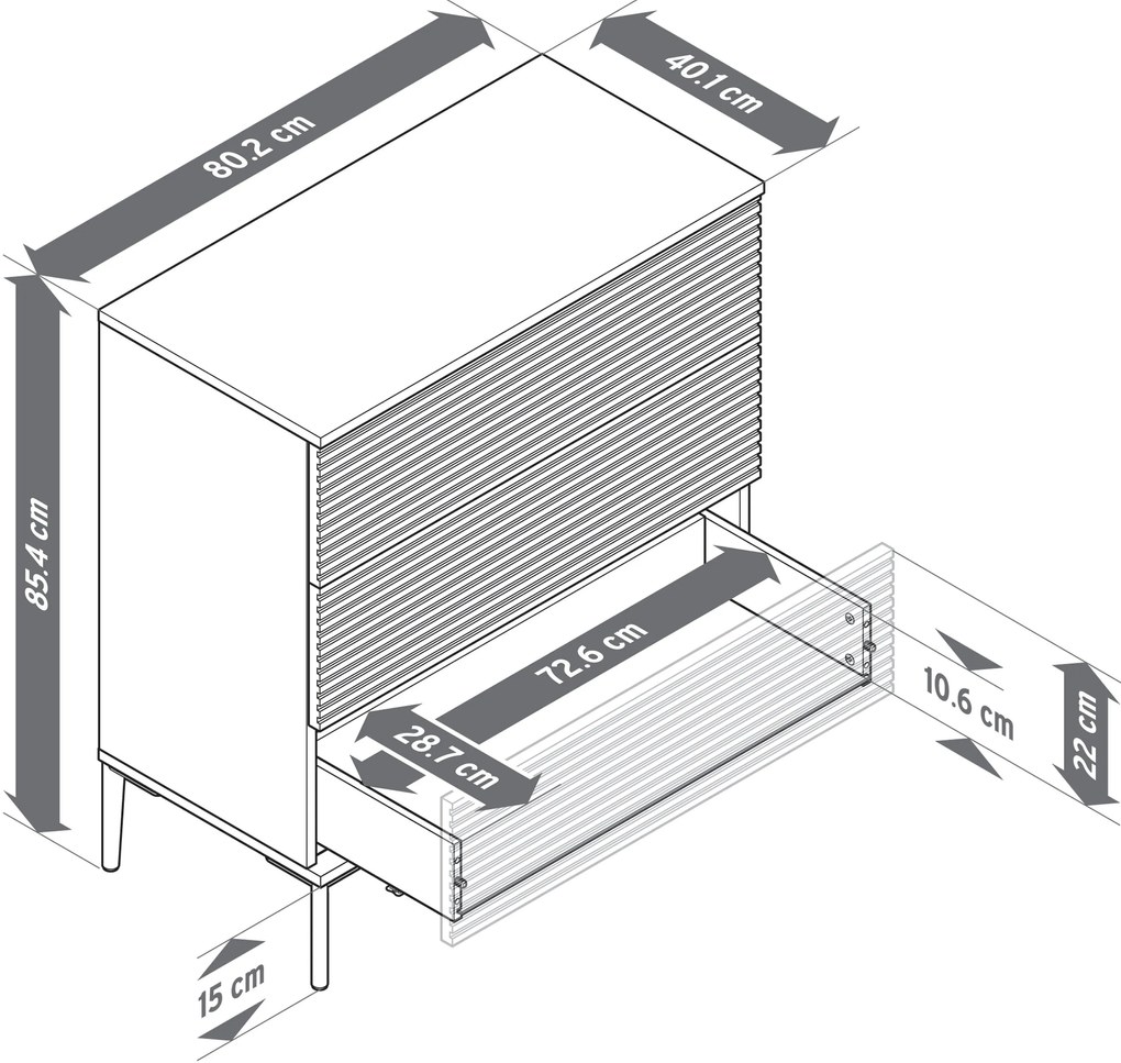 Komoda »REET« v lamelovom vzhľade