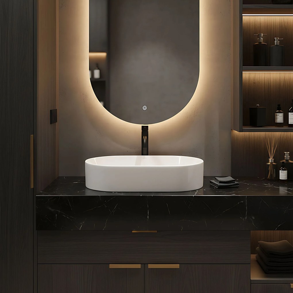 Rea Layla, umývadlo na dosku 530x300x115 mm, biela lesklá, REA-U9108