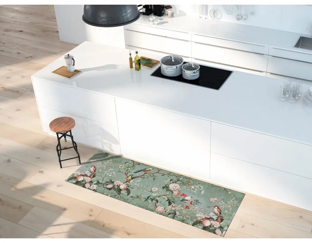 Svetlozelený prateľný behúň 52x100 cm Ricci Monet – Universal