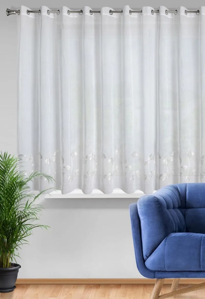 Eurofirany Biela záclona na krúžkoch ARLES 300x150 cm