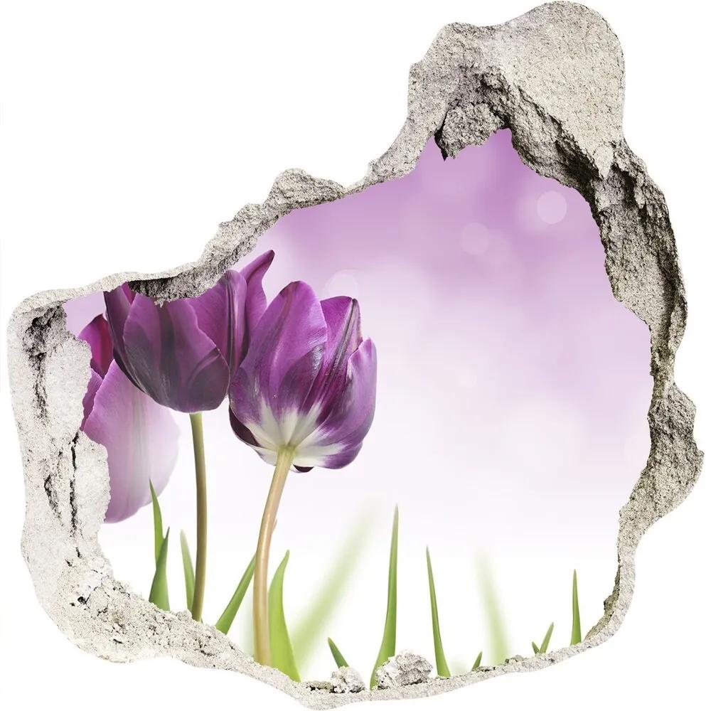 Samolepiaca diera nálepka Fialové tulipány WallHole-75x75-piask-52340543