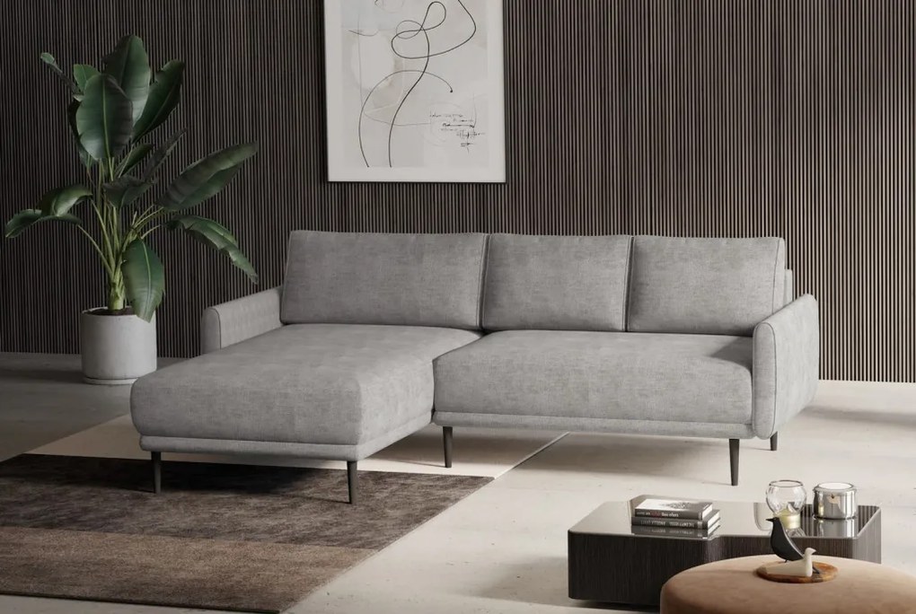 Rohová sedačka Soho, svetlo šedá strukturovaná látka, ľavý roh