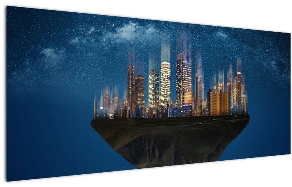 Obraz - Veľkomesto plávajúce priestorom (120x50 cm)