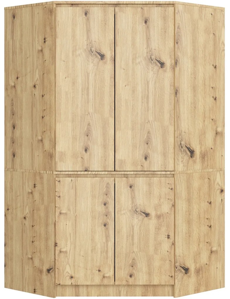 Rohová šatníková skriňa CLP 100 cm 4D dub artisan