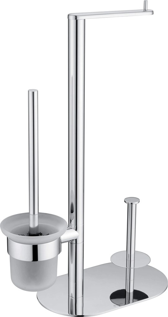 Deante Round, 3-funkčný držiak pre toaletný papier, WC kefu a zásobník toaletného papiera, chrómová, ADR_0732