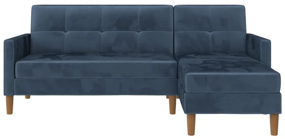 Modrá zamatová rozkladacia rohová pohovka (variabilná) Lilly – Støraa