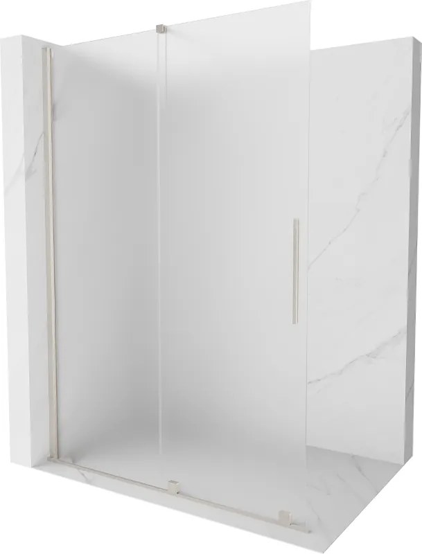 Mexen Velar, sprchová zástena s posuvnými dverami Walk-in 150 x 200 cm, 8mm sklo námraza, brúsená oceľ, 871-150-000-33-97