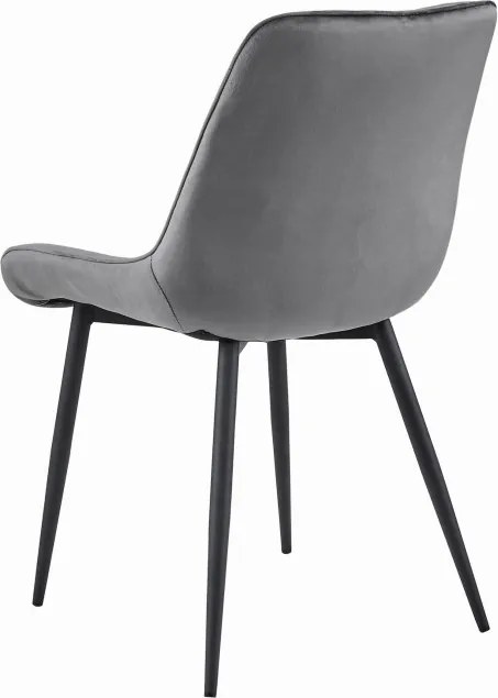 Set troch jedálenských stoličiek BERA zamatové tmavosivé / čierne nohy (3ks)