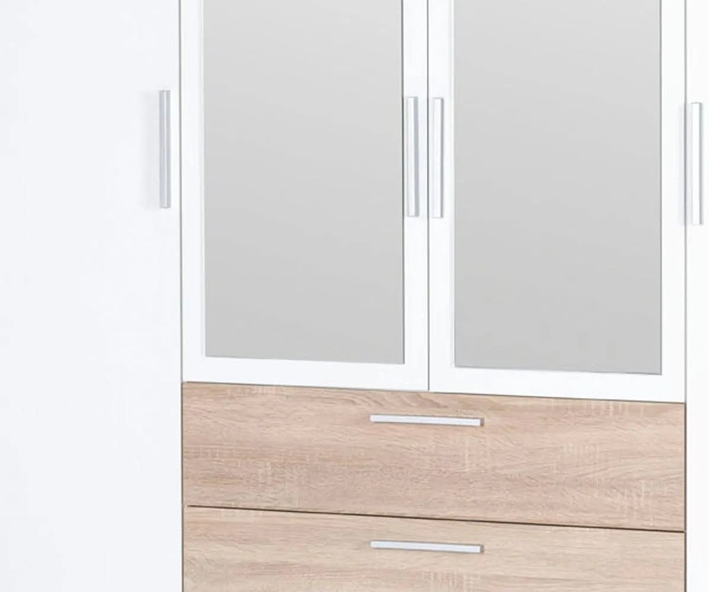 Šatní skříň Milo 02 187 cm dub sonoma/bílá