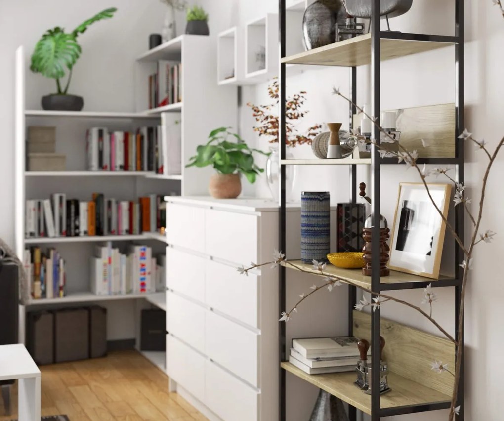 Regál LOFT 70 cm čierna/dub artisan