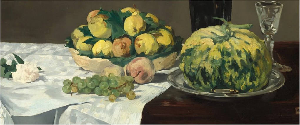 Obraz - Edouard Manet, Still Life with Melon and Peaches, reprodukcia (120x50 cm)