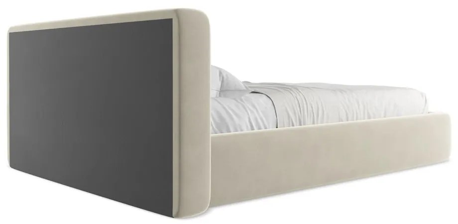 Krémovobiela čalúnená dvojlôžková posteľ s úložným priestorom s roštom 160x200 cm Kiana – Makamii