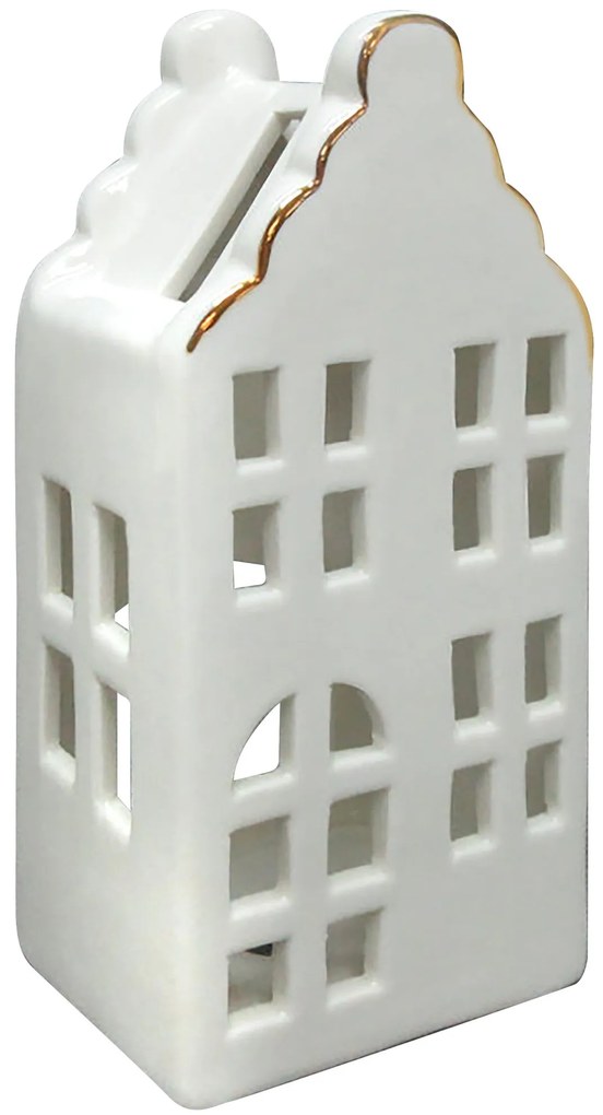 Vianočná keramická lampáš HYTTE VI 16,8 cm biela