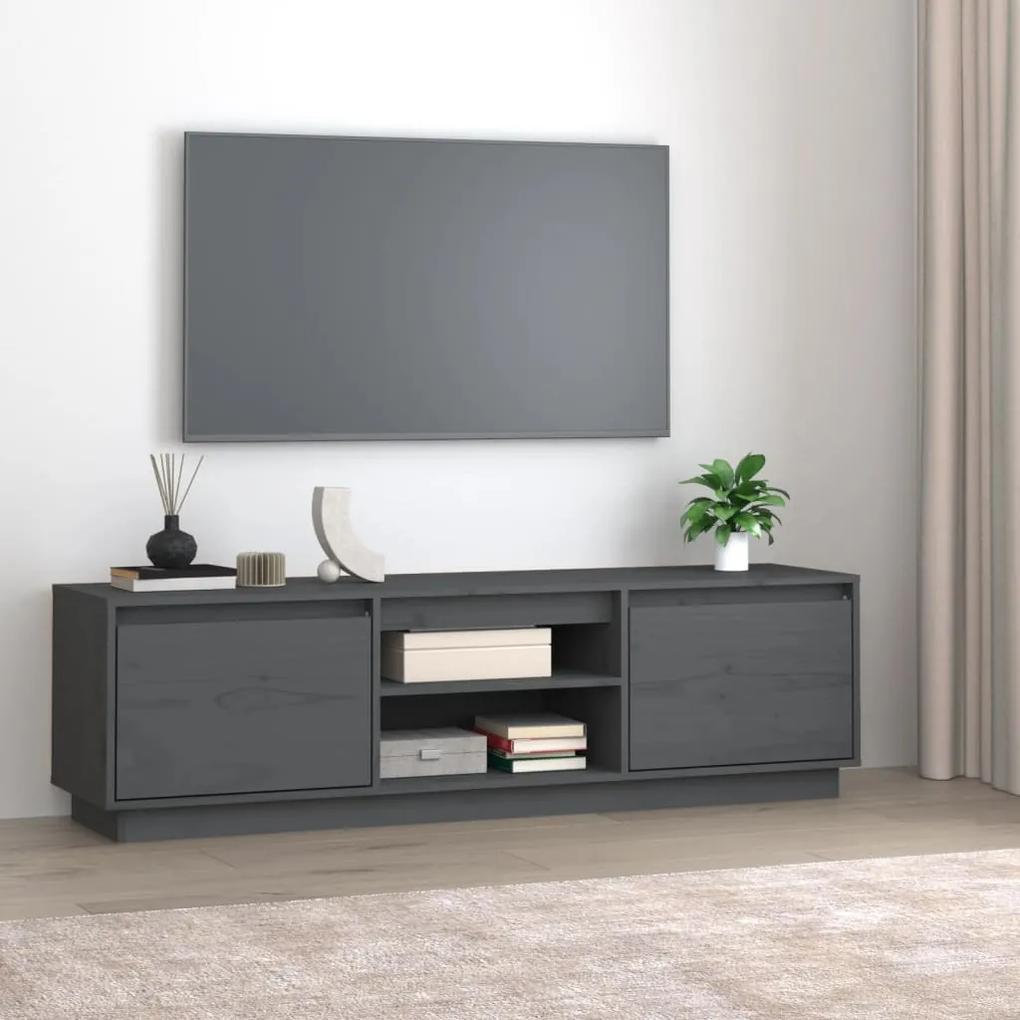 TV stolík sivý 140x35x40 cm masívna borovica 814316