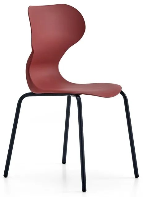 Stolička BRIAN, 4 nohy, antracit/červená