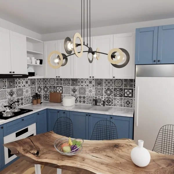 Luster na lanku SKIVA 4xE27/15W/230V čierna/béžová