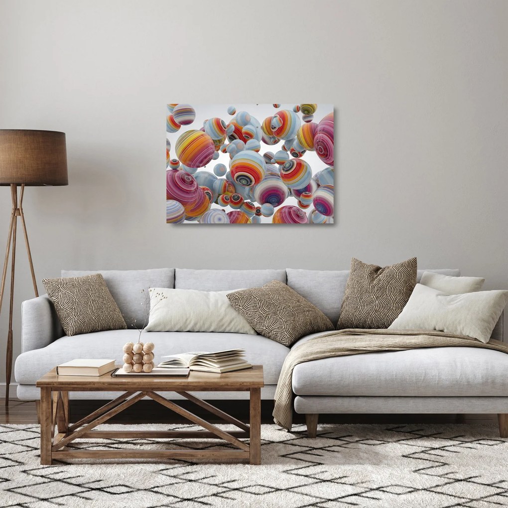 Sklenený obraz maľovaných gulí (70x50 cm)