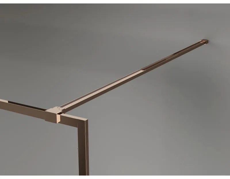 Mexen, Mexen Kioto-XF sprchová stena s rámom 50 x 202 cm, grafit 10 mm, ružové zlato - 800-050-104-60-40-X