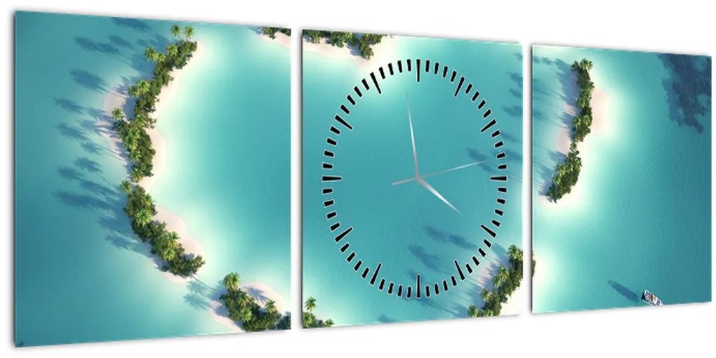 Obraz - Ostrovy srdce (s hodinami) (90x30 cm)