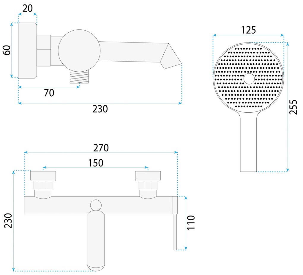 Rea Foss, vaňová batéria s ručnou sprchovou súpravou, medená matná, REA-B6891