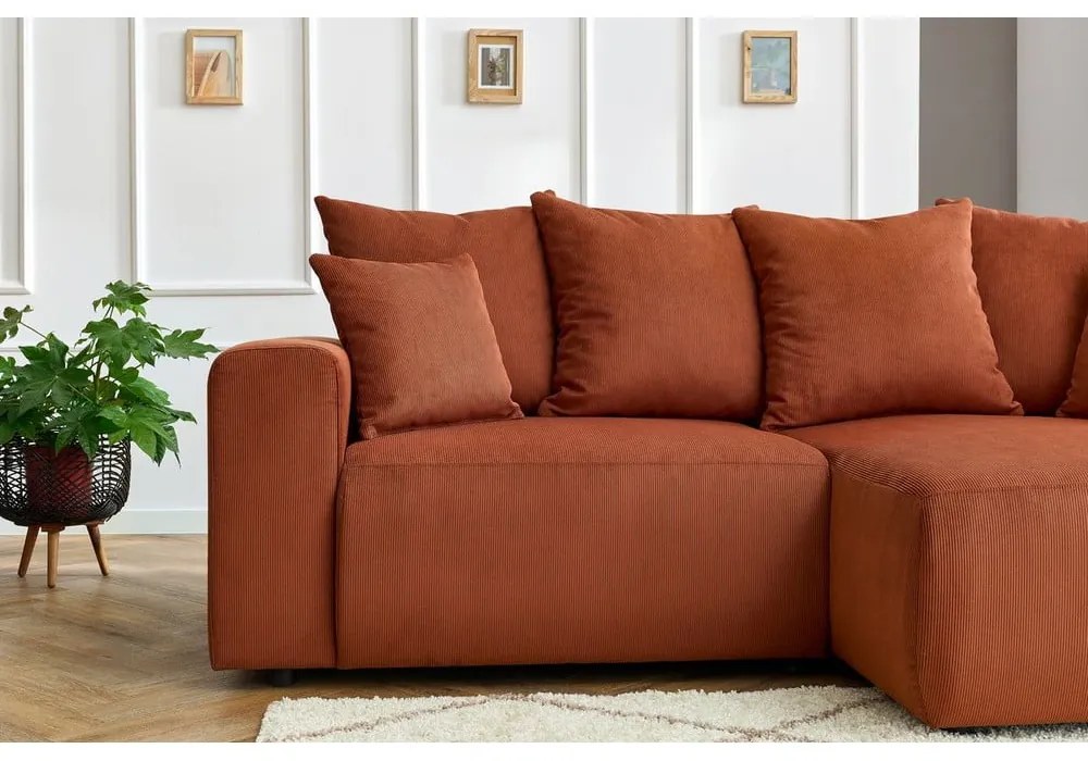 Oranžová zamatová rohová pohovka Enjoy – Bobochic Paris