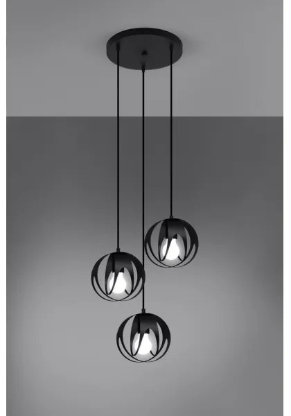 Sollux SL.1088 - Luster na lanku TULOS 3xE27/60W/230V čierna