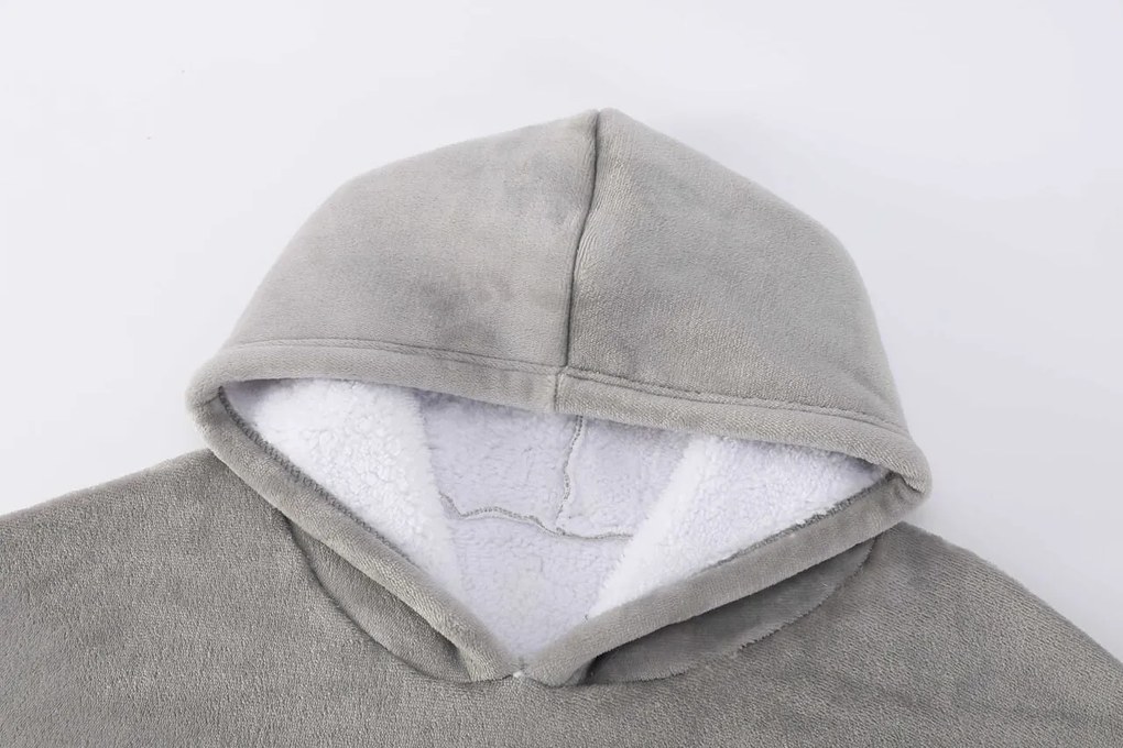 Deka s rukávmi HOODIE sivá