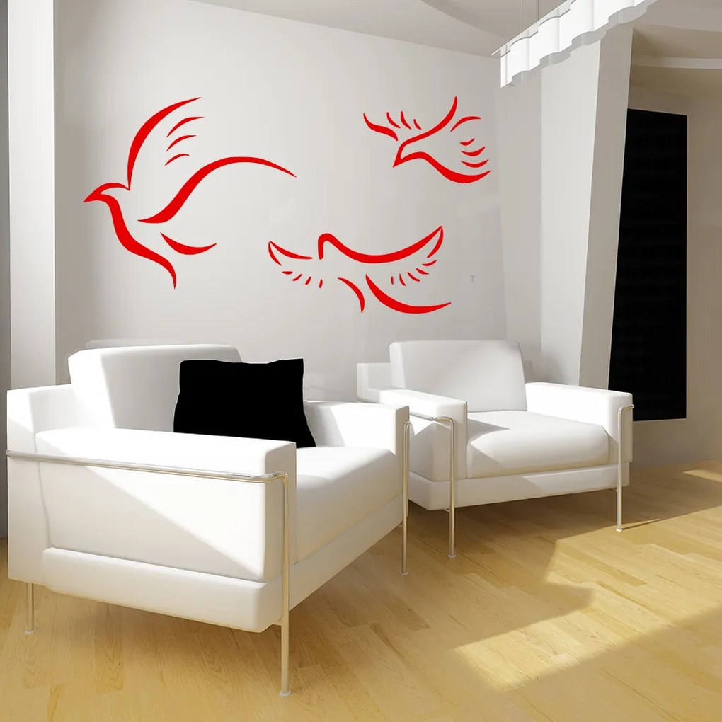 Veselá Stena Samolepka Holubičky Farba: modrá, Veľkosť: 100 x 54 cm