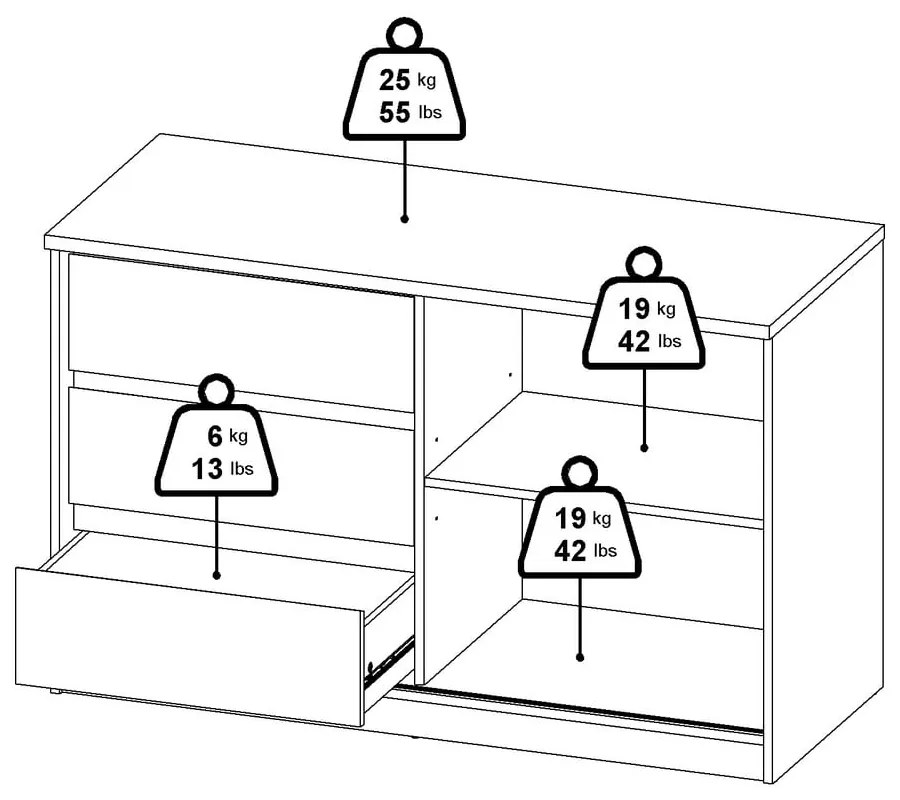 Komoda v dekore duba s posuvnými dverami v prírodnej farbe 119x76x50 cm Naia – Tvilum