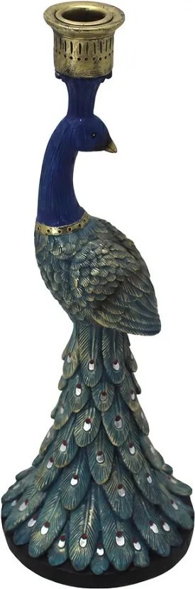 Modrý svietnik v tvare páva Peacock - 12*12*33 cm