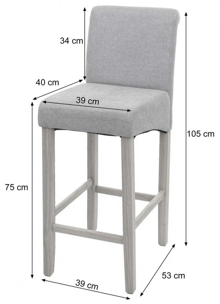Barová stolička Lance (SET 2 ks) - látka písmo, tmavé nohy