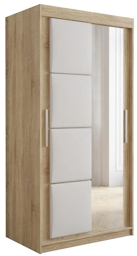 Skriňa Tapi 100 Dub Sonoma/Biela ekokoža