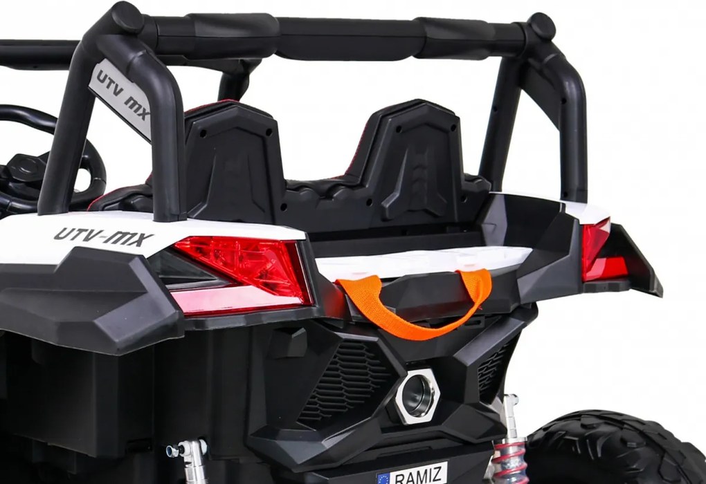 Ramiz Elektrická bugina UTV-MX pre deti biela + pohon 4x4 + diaľkové ovládanie + LED a audio + úložný priestor + EVA + pomalý štart