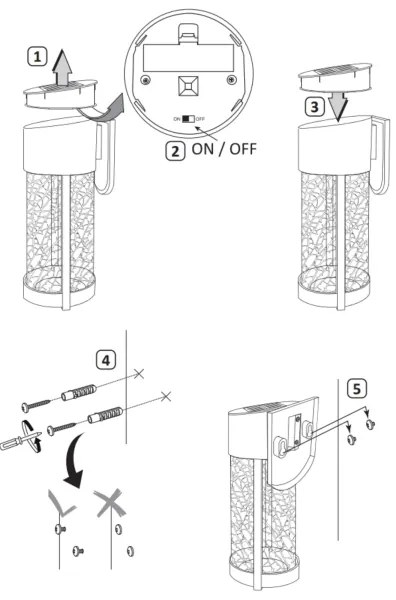 LED Solárne nástenné svietidlo VETRO LED/1,2V 600 mAh IP44
