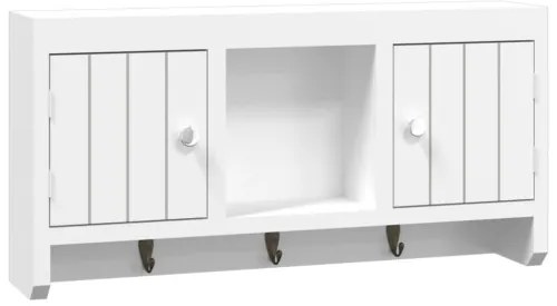 vidaXL Skrinka na kľúče biela 40x8,5x20 cm spracované drevo a oceľ-